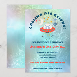 Convite Aliens Teal Watercolor