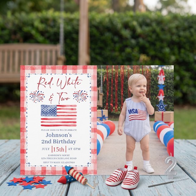 Convite All American 2nd Birthday Photo Invitation (Criador carregado)