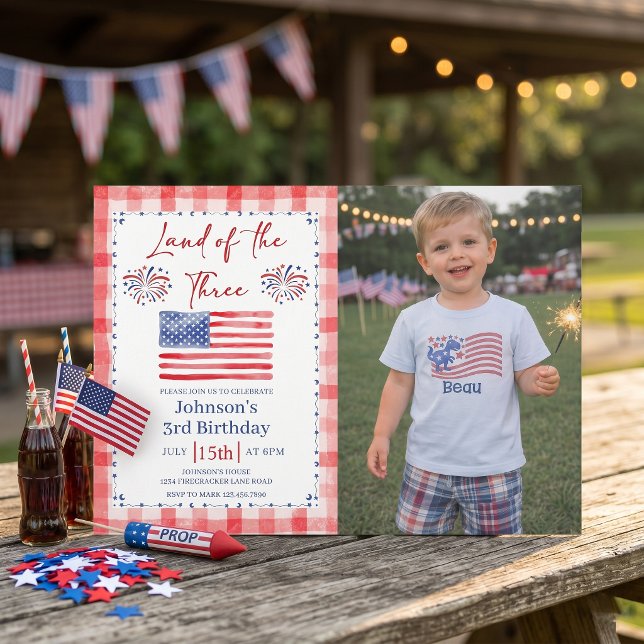 Convite All American 3rd Birthday Photo Invitation (Criador carregado)