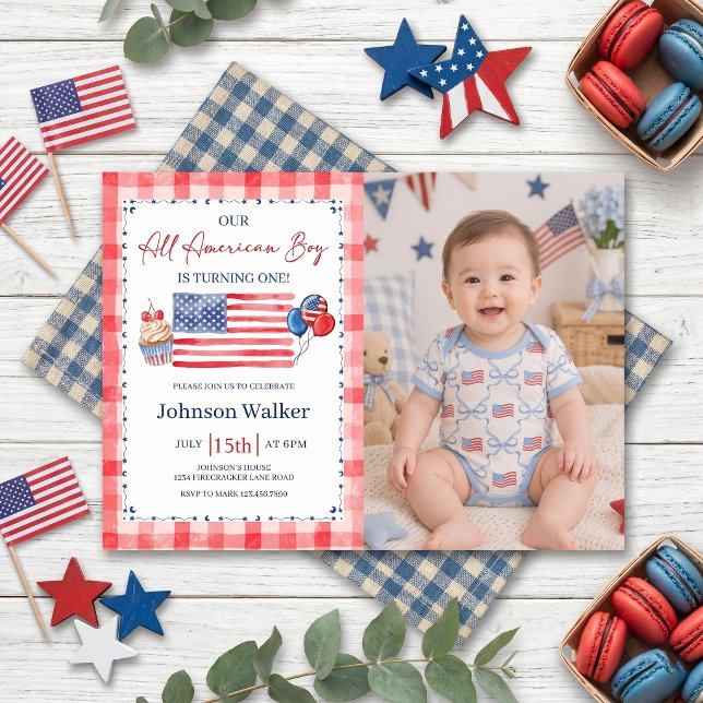 Convite All American Birthday Photo Invitation (Criador carregado)