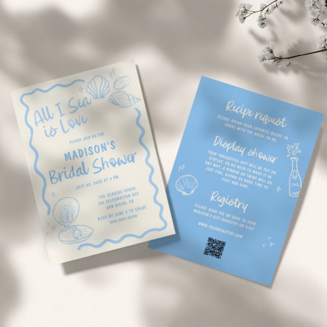 Convite All I Sea is Love Bridal Shower (Criador carregado)