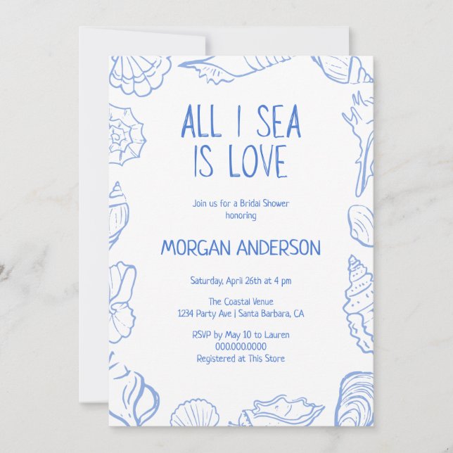 Convite All I Sea is Love Bridal Shower (Frente)
