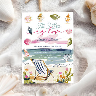 Convite All I Sea Is Love Seashells Beach Bridal Shower