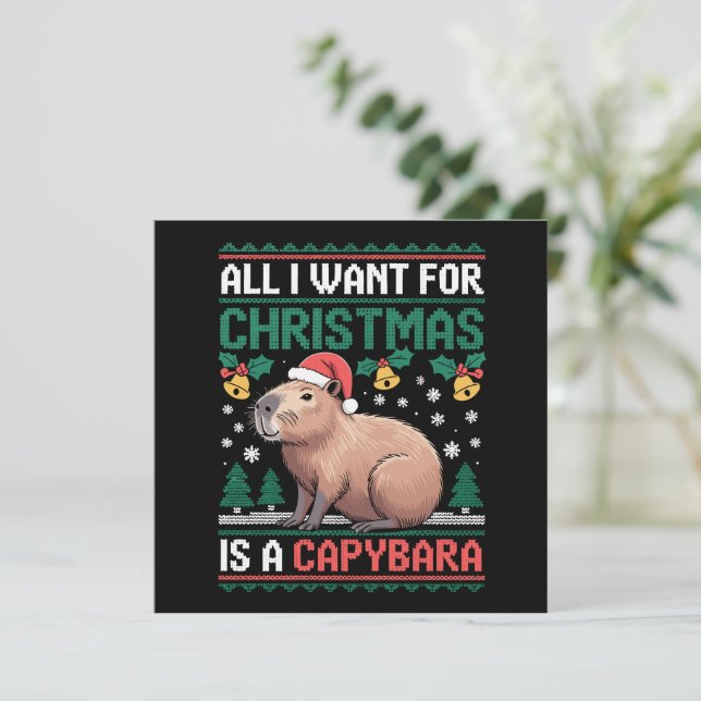 Convite All I Want For Christmas Is A Capybara Animal Gift (Em pé/Frente)