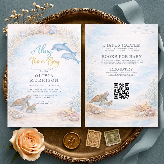 Convite All in One Ahoy It's a Boy Baby Shower (Criador carregado)