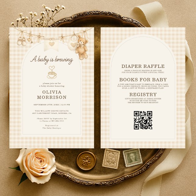 Convite All in One Baby is Brewing Coffee Baby Shower (Criador carregado)