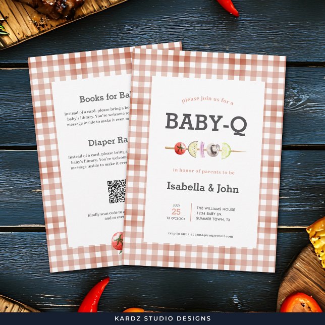 Convite All in One Baby Q Barbecue Baby Shower Invitation (Front and back of card shown in 5 x 7 in. Customize with your event details on the back of the card.)