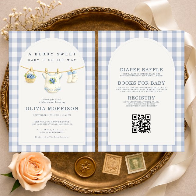 Convite All in One Blueberry Clothesline Baby Shower (Criador carregado)