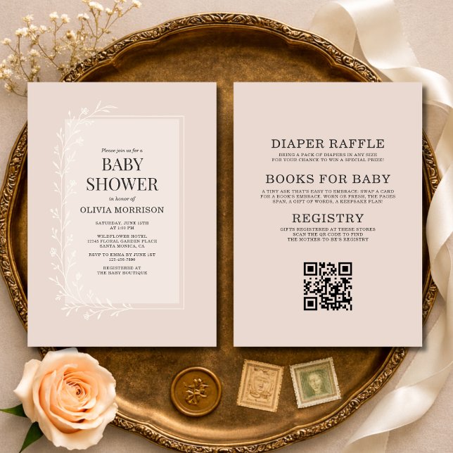 Convite All in One Blush Pink Botanical Floral Baby Shower (Criador carregado)