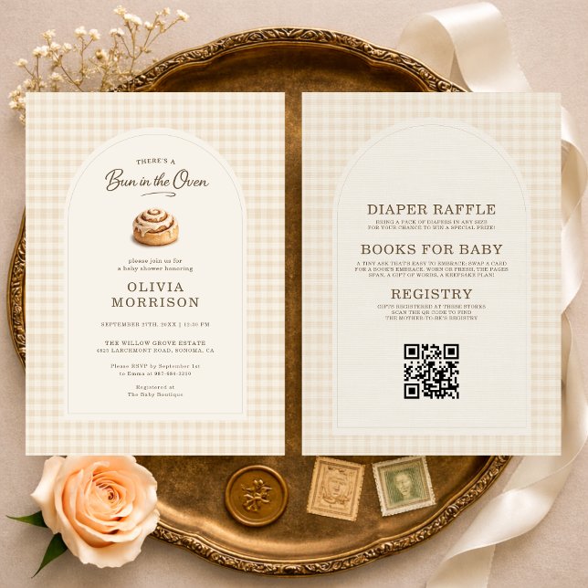 Convite All in One Bun in the Oven Gingham Baby Shower (Criador carregado)