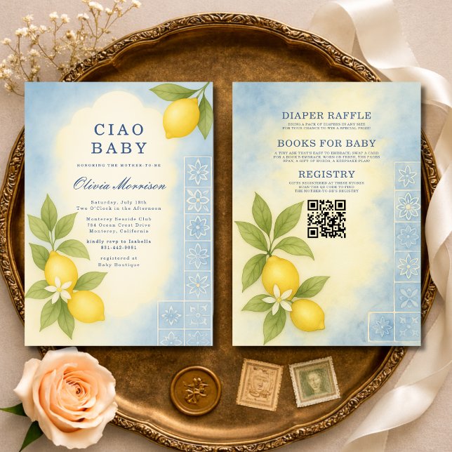 Convite All in One Ciao Baby Italian QR Code Baby Shower (Criador carregado)