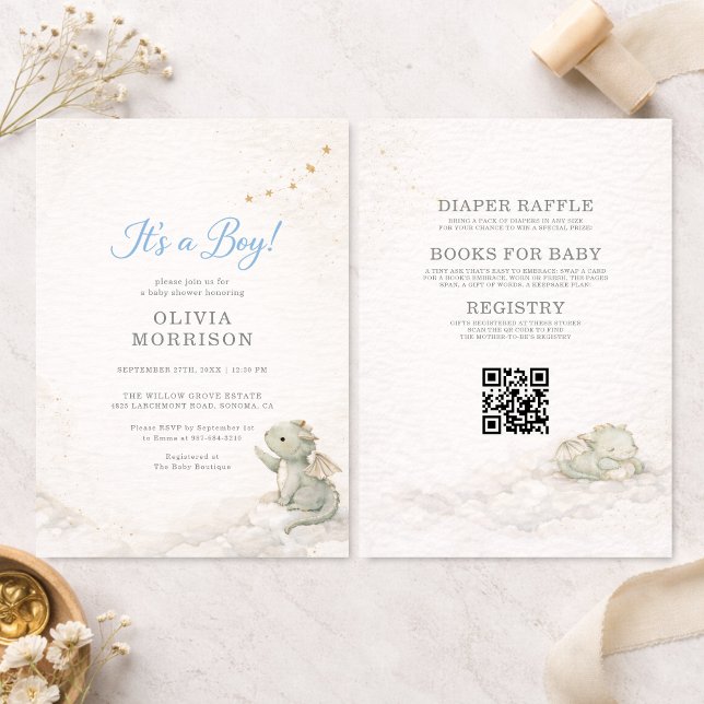 Convite All in One Dragon It's a Boy Baby Shower (Criador carregado)