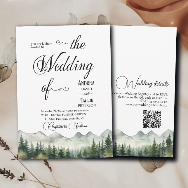 Convite All in One Elegant Calligraphy QR Code Wedding (Criador carregado)