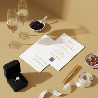 Convite All in One Elegant Gold Dove Wedding Invitation