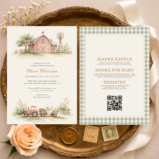 Convite All in One Farm Animal Barnyard Baby Shower (Criador carregado)