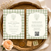 All in One Gingham Floral Bow Baby Shower