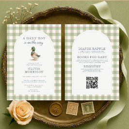 Convite All in One Mallard Duck Gingham Baby Shower