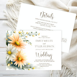 Convite All in One Orange and White Daisies Wedding