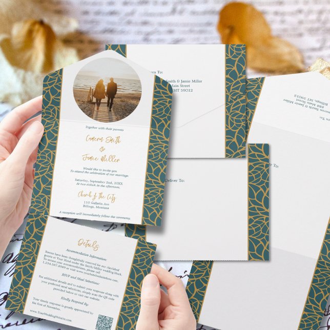 Convite All-in-One para Folhagem Botânica de abstr (Abstract Botanical Foliage All-in-One Invitation)