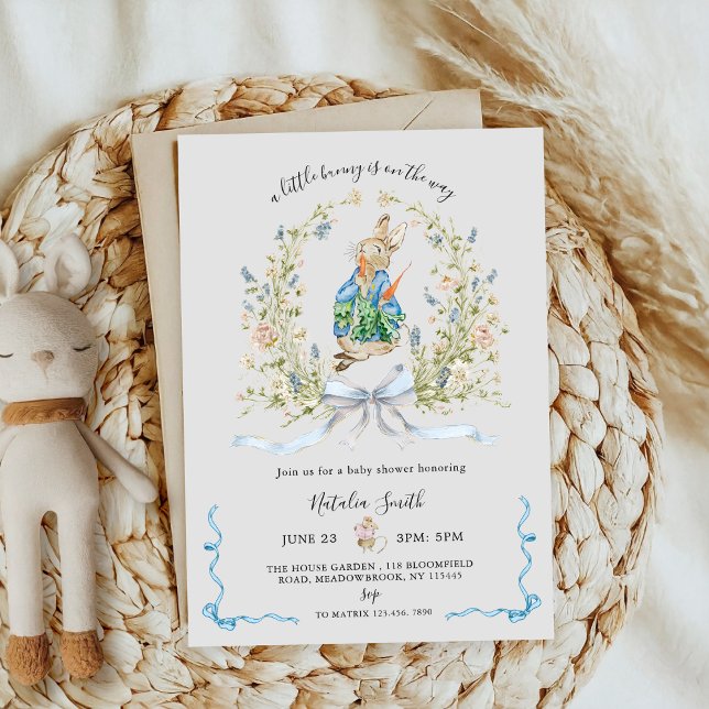 Convite All in One Peter Rabbit Bunny QR Baby Shower  (Criador carregado)