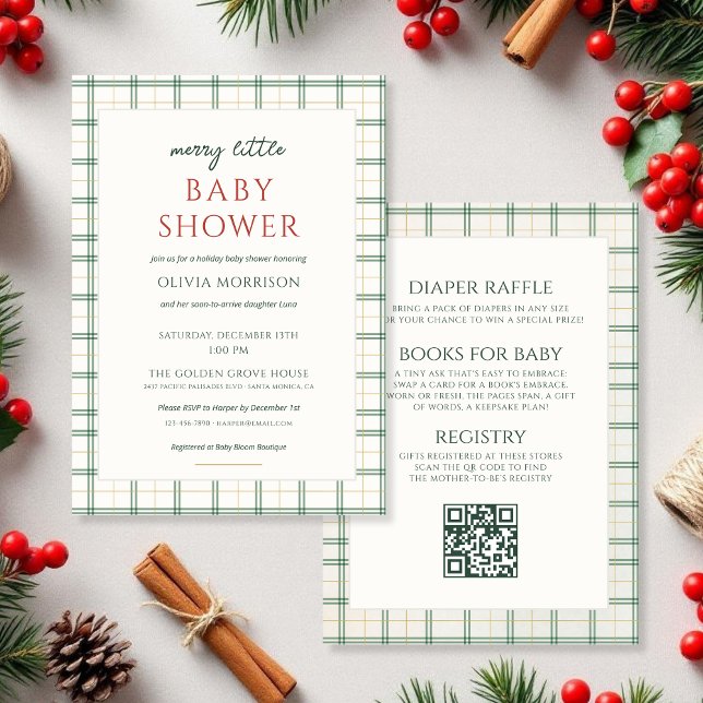 Convite All in One Plaid Merry Little Baby Shower (Criador carregado)