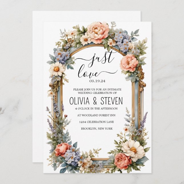Convite All-In-One Simple Classic White Wedding  (Frente/Verso)