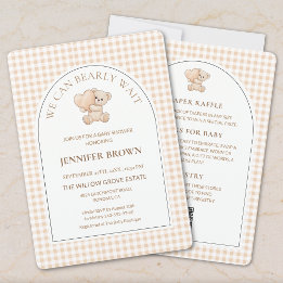 Convite All in One We Can Bearly Wait Gingham Baby Shower