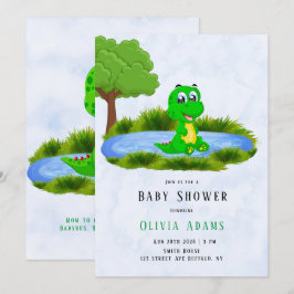 Convite Alligador Cute no Chá de fraldas Pond Boy
