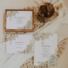 Convite Allure - White Roses & Baby's Breath Wedding Invit