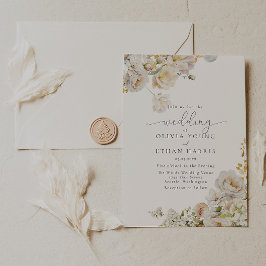 Convite Allure - White Roses & Baby's Breath Wedding Invit