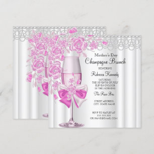 Convite Almoço Champagne Rosa Bonito Dia das Mães 2a