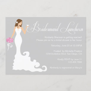 Convite Almoço cinzento chique da dama de honra