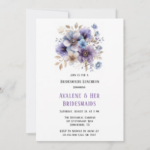 Convite Almoço das Damas de Honra Florais Pintadas de Azul