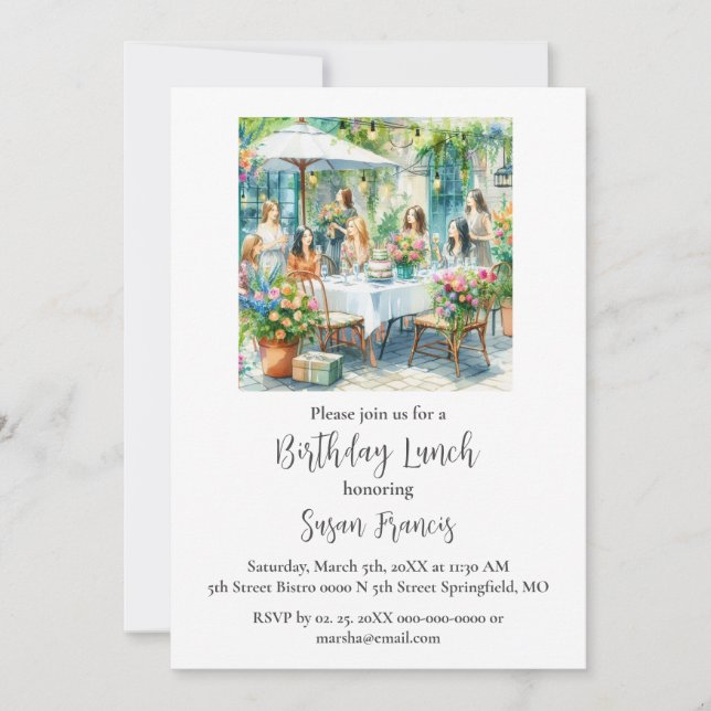 Convite Almoço de Aniversário Senhoras Chiques  (Frente)