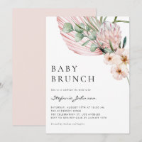 Almoço de Bebê Tropical Protea Aquarela Rosa
