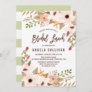 Convite Almoço de Bridal das Flores Boêmicas de Aquarela