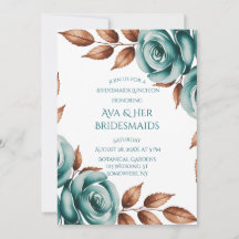 Almoço de Damas de Honra com Rosas Azul-Verde e Fo