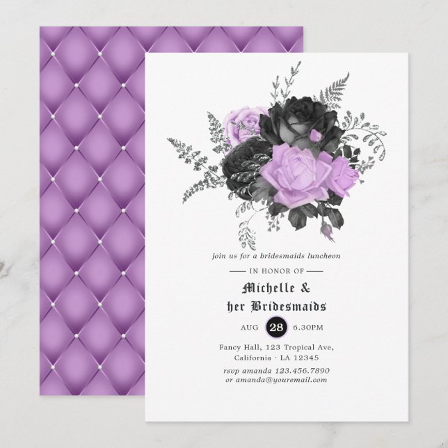 Convite Almoço de Damas de Honra de Casamento Gótico (Frente/Verso)