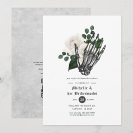 Convite Almoço de Damas de Honra Floral Gótico Branco