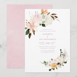 Convite Almoço de Damas de Honra Floral Pastel