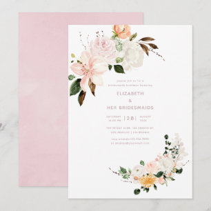 Convite Almoço de Damas de Honra Floral Pastel