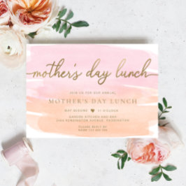 Convite Almoço de Dia de as mães Dourado Cor de Água Cor L