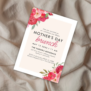 Convite Almoço de dia de as mães Elegante Floral de Aquare