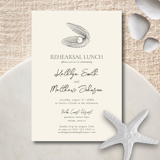 Convite Almoço de ensaio de casamento no Oceano de Praia M (Criador carregado)
