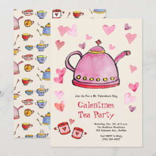 Convite Almoço de festa do chá Galentines do Dia de os nam