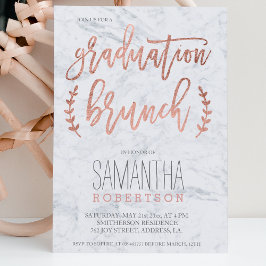 Convite Almoço de graduação em mármore de tipografia rosa 