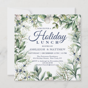 Convite Almoço de Natal com Flores de Inverno Personalizad
