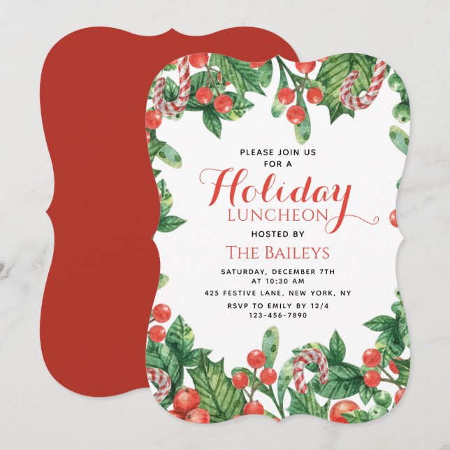 Convite Almoço de Natal em Aquarela (Frente/Verso)