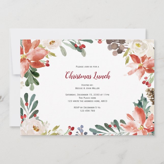 Convite Almoço de Natal, Festa de Férias (Frente)