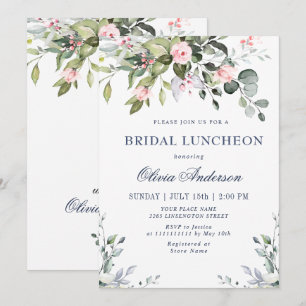 Convite Almoço de Noiva com Eucalipto em Aquarela
